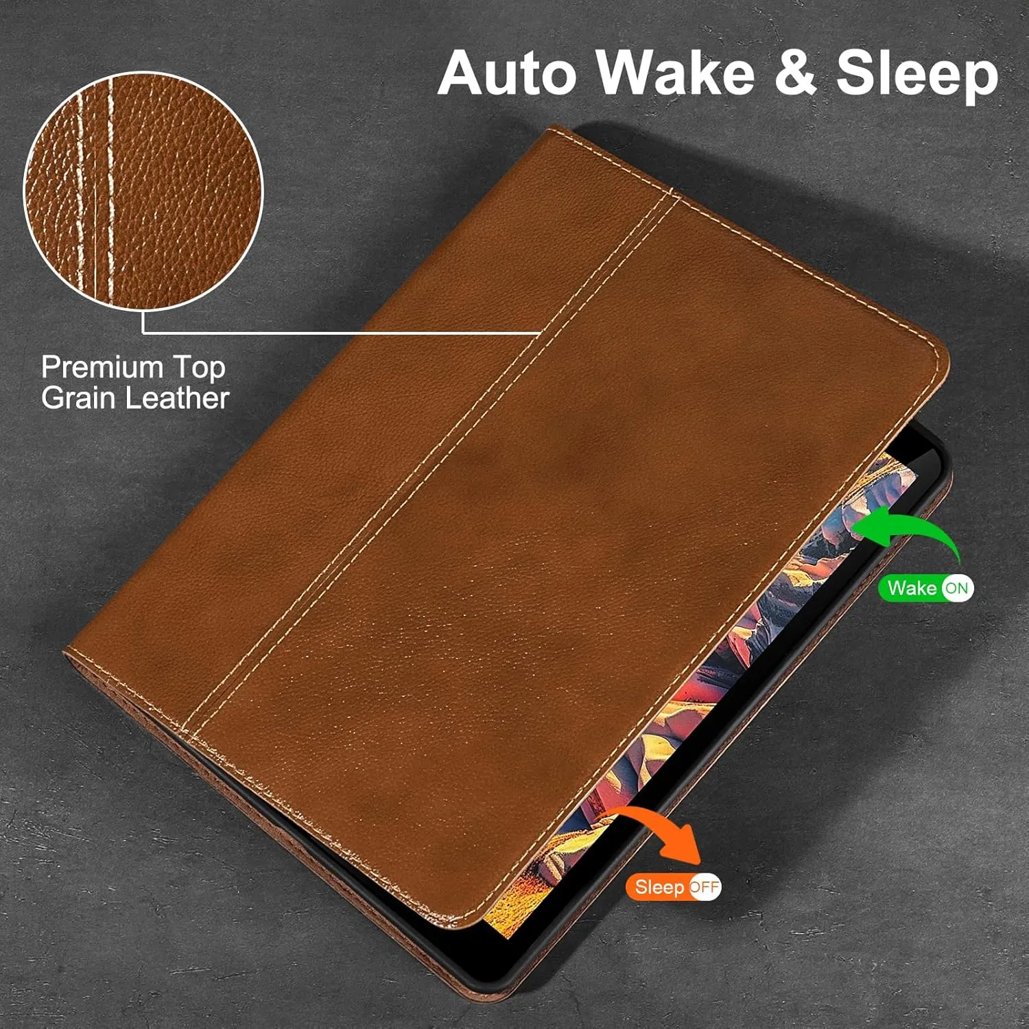 Gexmil Leather Case for iPad air 10.5 Inch (3rd Gen.2019),iPad Pro 10.5 Inch(2017), with Built-in Apple Pencil Holder,Premium Cowhide Folio Cover,Yellow Brown