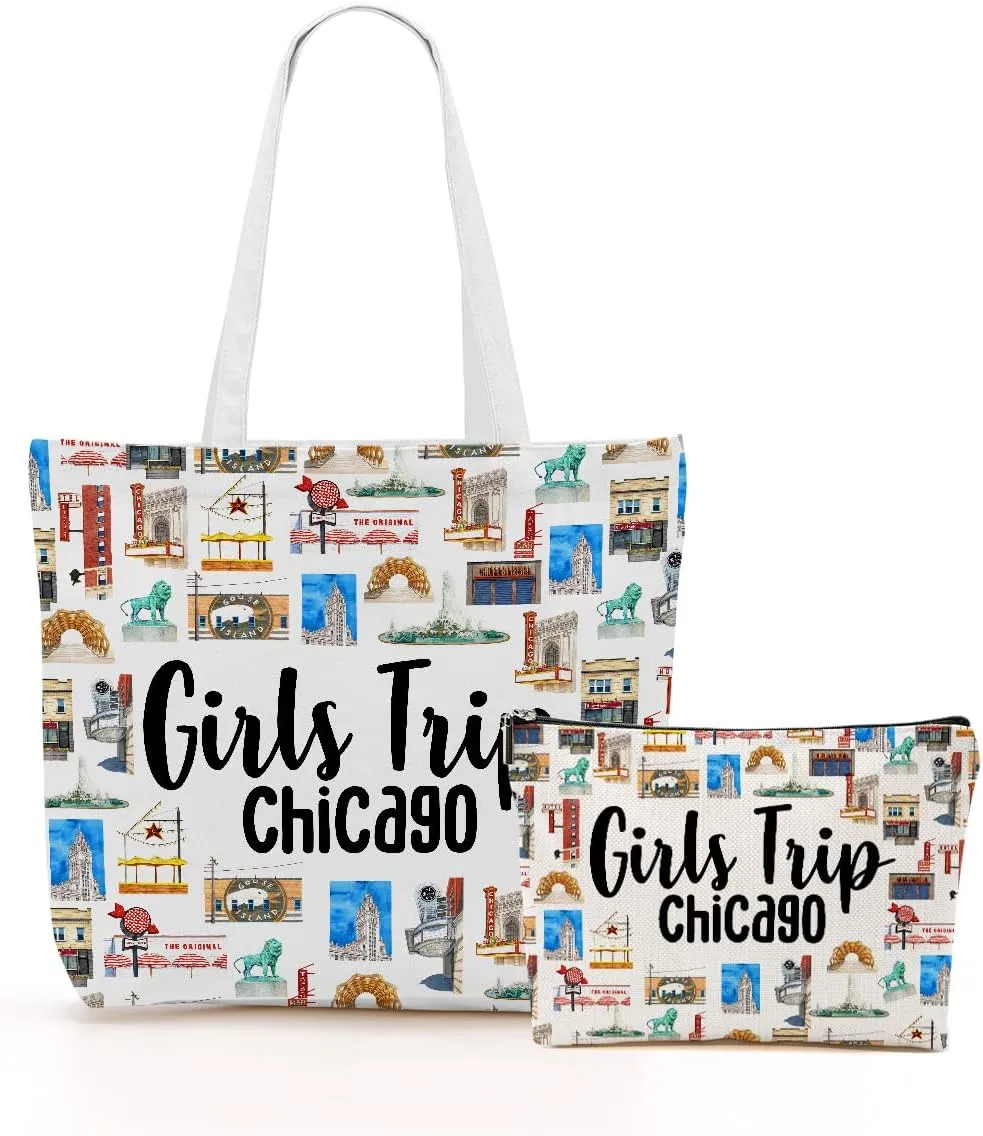 Girls Trip Weekend Chicago Italy Las Vegas Los Angeles Nashville New York Paris Travel Gifts Tote Bag Makeup Bag