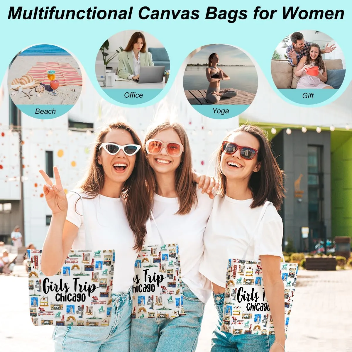 Girls Trip Weekend Chicago Italy Las Vegas Los Angeles Nashville New York Paris Travel Gifts Tote Bag Makeup Bag