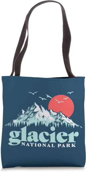 Glacier National Park Vintage 80s Mountains Retro Graphic Tote Bag