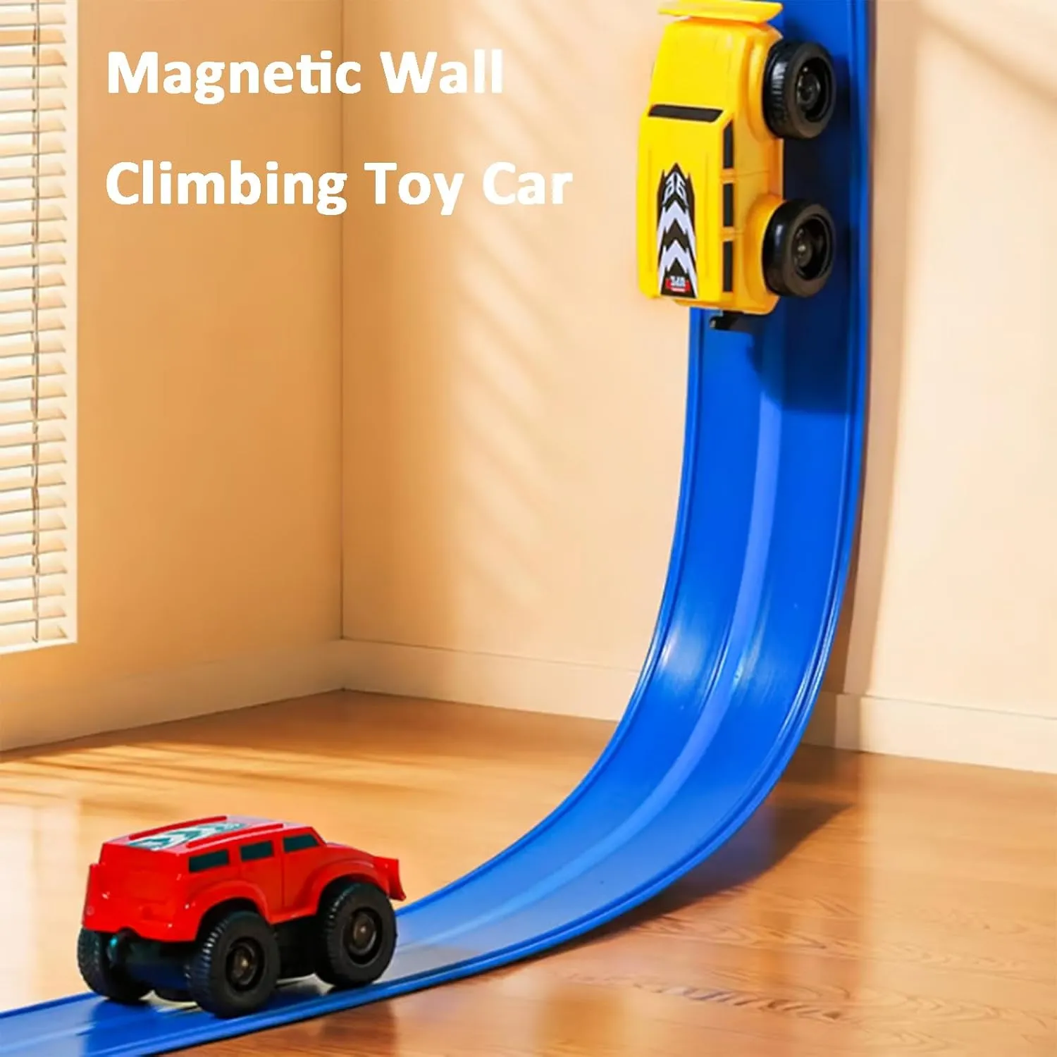 Goal Intent Magnetic Wall Climbing Toy Car, Yearpilrim Car Toy Wall Climbing, Cars That Drive on Walls and Ceiling, Magnetic Levitation Inertia Climbing Wall Toy Car (Yellow)