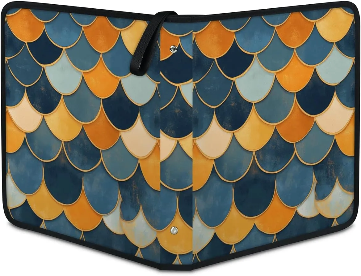Golden Fish Scales Trading Card Binder 9 Pocket 900 Cards Holder Collector Album with 50 Removable Sleeves Toys Gifts for Boys Girls Blue Mermaid Scale Game Sports Cards