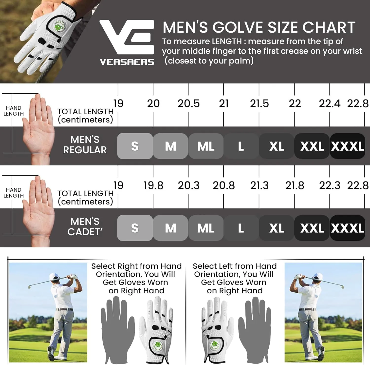 Golf Gloves Men Leather Value 1 Pair with 2 Ball Marker 10 Golf Plastic Tees, Men's Golf Gloves All Weather Grip Soft Comfortable Set for Left Right Handed Golfer
