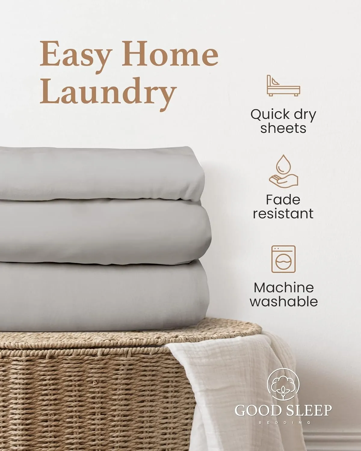Good Sleep Bedding Queen Fitted Sheet - 100% Egyptian Cotton, 800 TC Soft & Breathable, Luxury Deep Pocket 16" - Light Grey