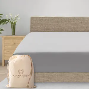 Good Sleep Bedding Queen Fitted Sheet - 100% Egyptian Cotton, 800 TC Soft & Breathable, Luxury Deep Pocket 16" - Light Grey