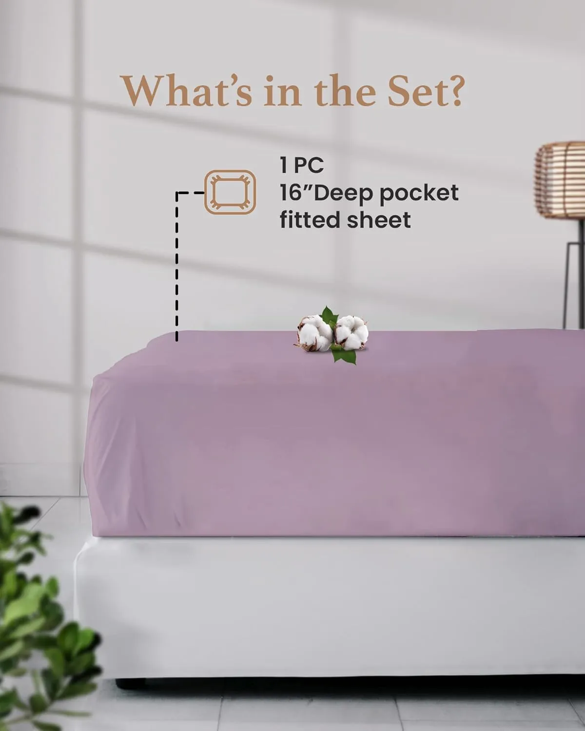 Good Sleep Bedding Queen Size Fitted Sheet Only - Hotel Style 100% Egyptian Cotton Sheet, Soft & Breathable, Sateen Weave 800 Thread Count 16" Deep Pocket Queen Fitted Sheet - Lavender