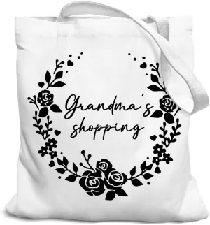 Grandma's Shopping Gifts Canvas Tote Bag for Women, Grandma Gifts Tote Bag, Best Grandma Gifts Reusable Shopping Bags