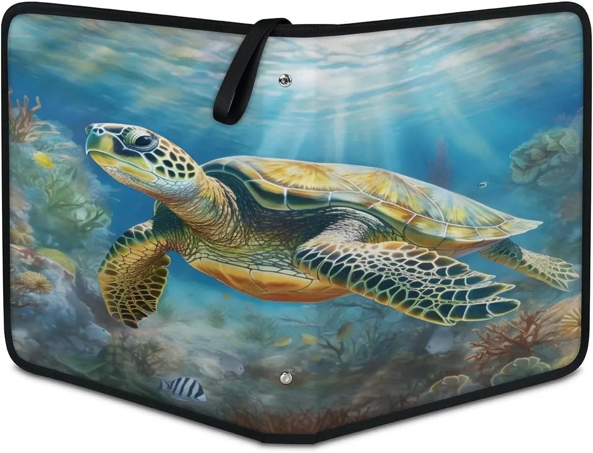 Green Turtle 3 Ring Trading Zipper Binder Strap, Trading Card Binder 4 Pocket, 400 Pockets Card Holder with 50 Removable Sleeves for Game Cards