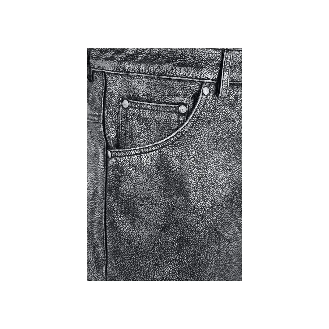 Grey Leather Pants Bikers Full Grain Waxed