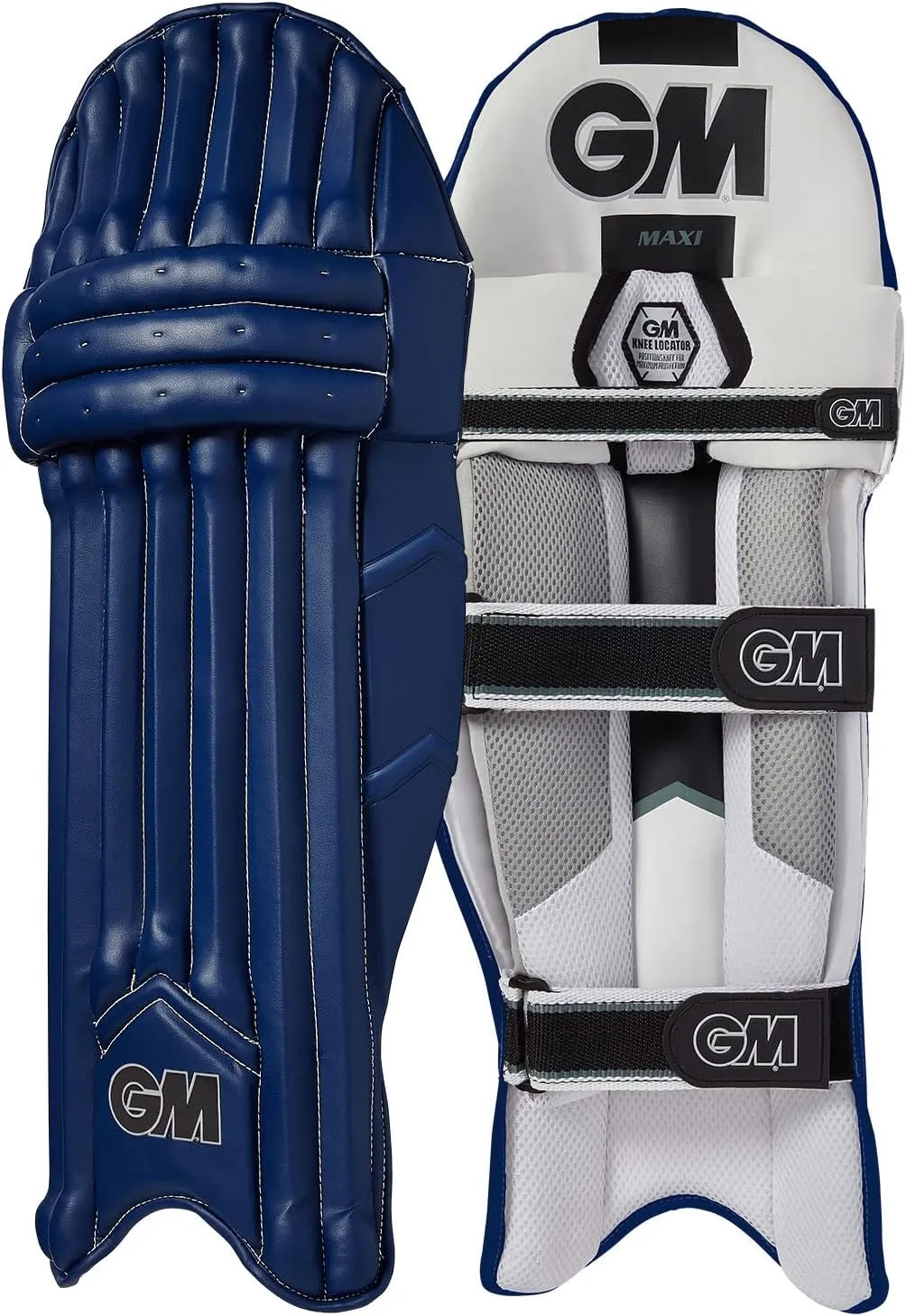 Gunn & Moore GM Cricket Maxi 606 Batting Leg Guards for Adults ' (Navy Blue and Black Color), Right Handed