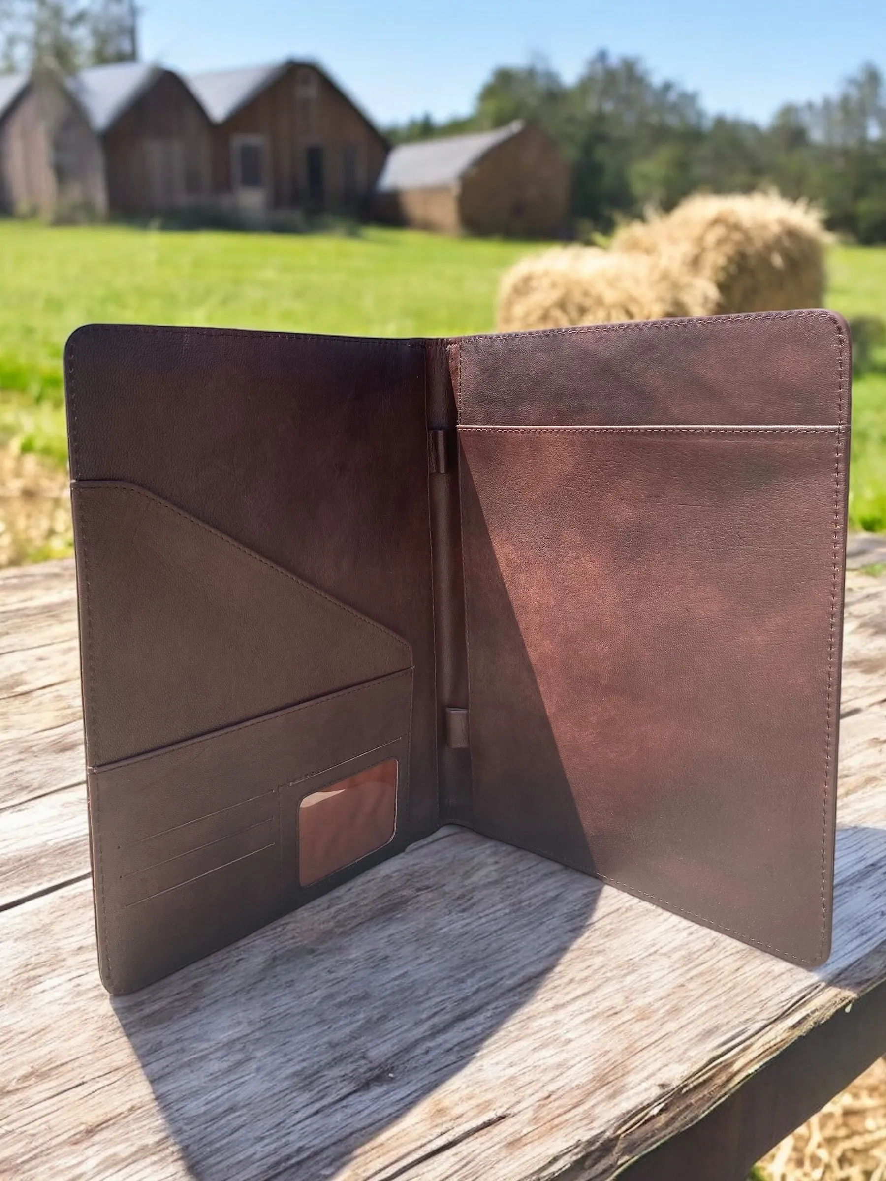 Half Cowhide & Tooled Leather Floral Planner