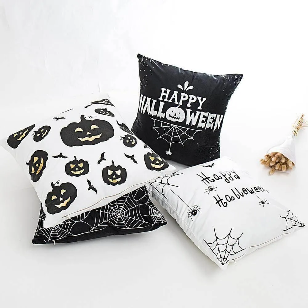 Halloween Pillow Cases - Black and White Spooky Decor