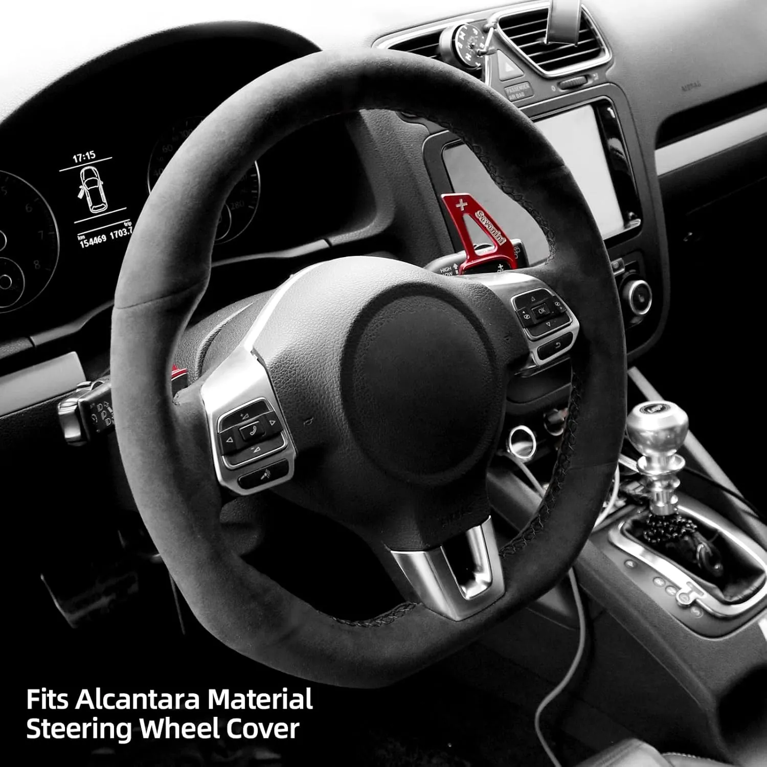 Hand Stitch Steering Wheel Cover Fits Alcantara Material for Volkswagen Golf6 Polo GTI MK6 Scirocco R Passat CC R-Line (No Stripes)