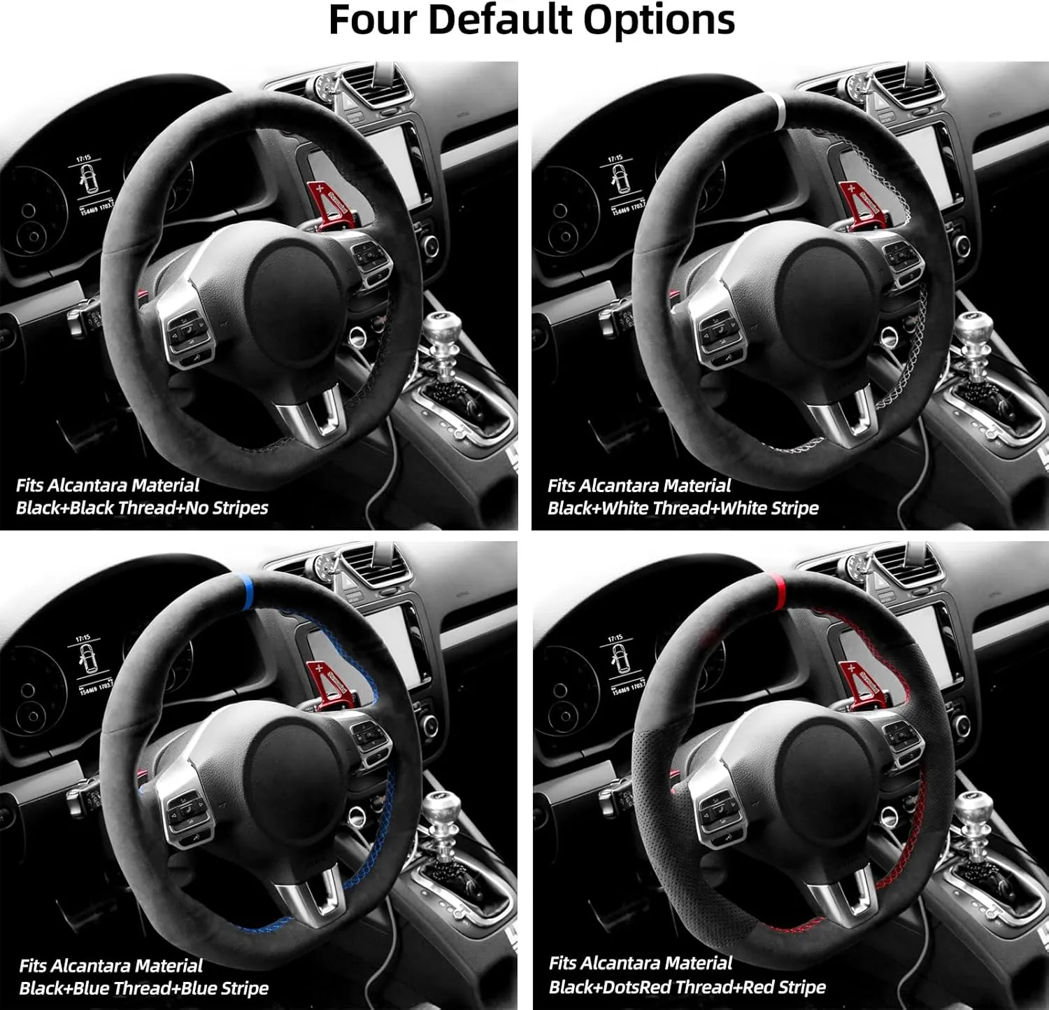 Hand Stitch Steering Wheel Cover Fits Alcantara Material for Volkswagen Golf6 Polo GTI MK6 Scirocco R Passat CC R-Line (No Stripes)