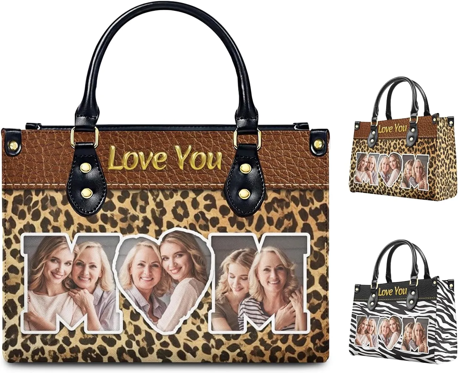 Handbag for Women, Custom Name Leather Tote Bag Gifts for Mom, Crossbody Purse for Shopping Work Business