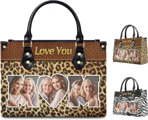 Handbag for Women, Custom Name Leather Tote Bag Gifts for Mom, Crossbody Purse for Shopping Work Business