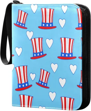 Hats and Hearts Card Binder 4 Pockets, 400 Pockets Trading Card Binder Removable Card Albums Card Holder for Games, Sports, Football, Baseball Cards