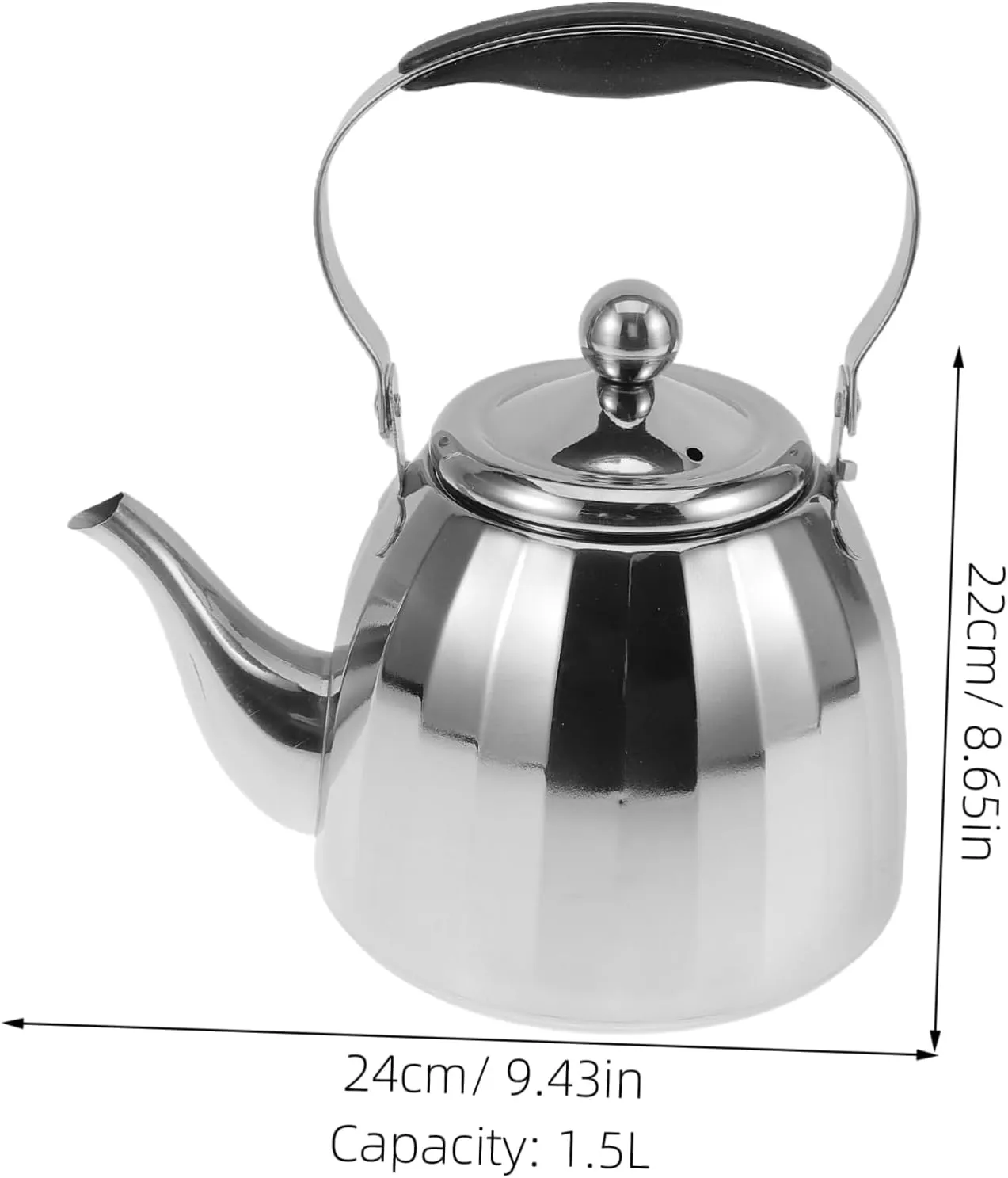 Healifty Stainless Steel Tea Kettle Efficient Boiling Quick Heating Outdoor Pot with Strainer for Stovetop Brewing Practical Handle for Easy Pouring for Home Restaurant Use
