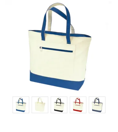 Heavy Canvas Zippered Tote Bags Two-Tone TG213