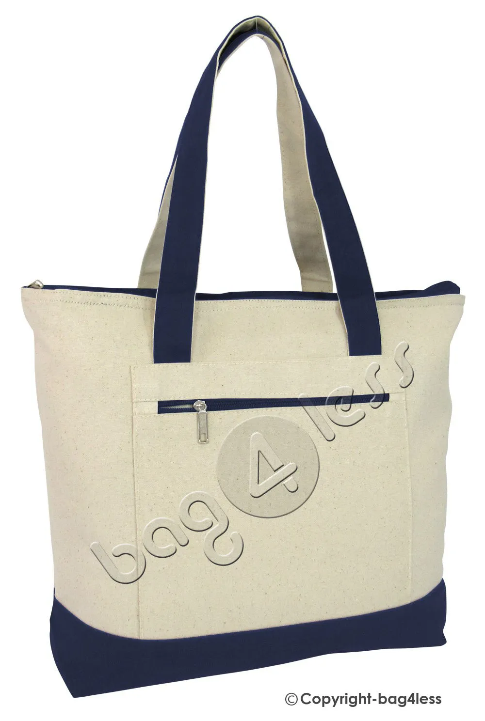 Heavy Canvas Zippered Tote Bags Two-Tone TG213