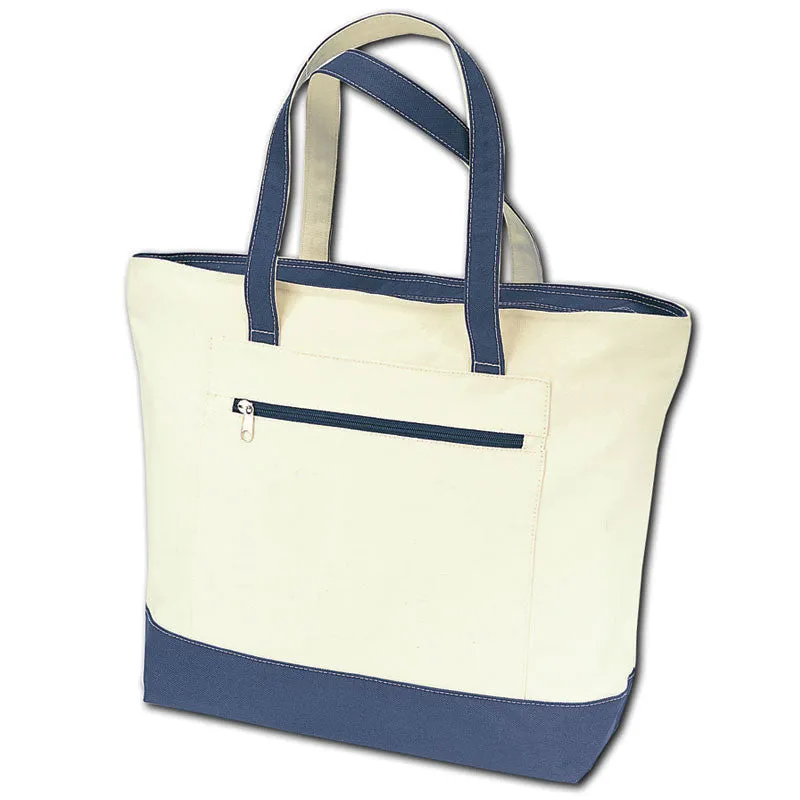 Heavy Canvas Zippered Tote Bags Two-Tone TG213