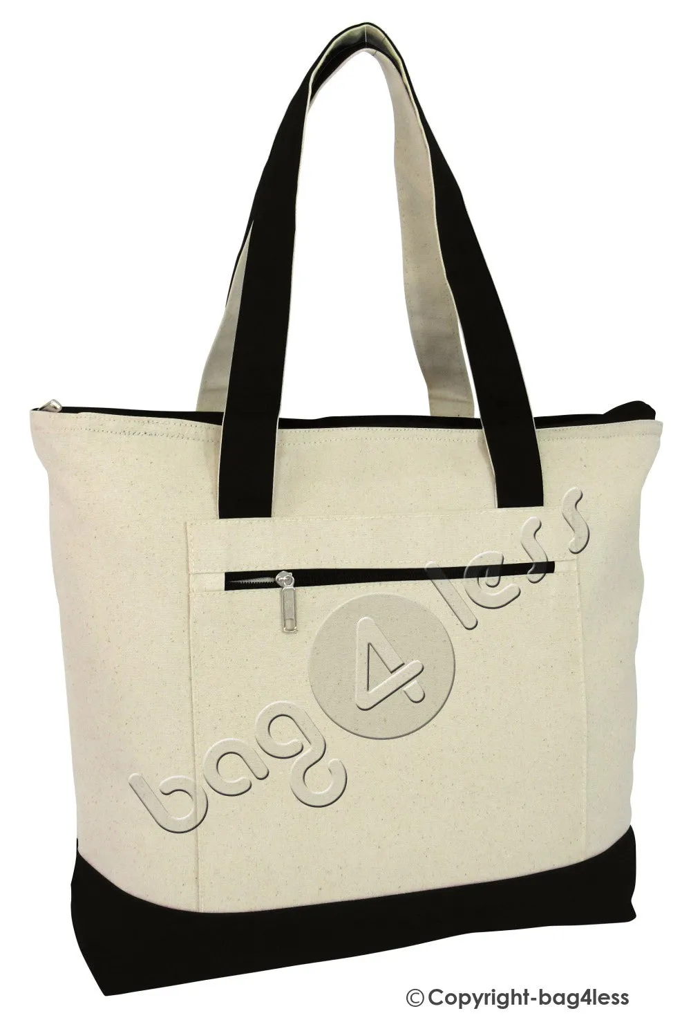 Heavy Canvas Zippered Tote Bags Two-Tone TG213