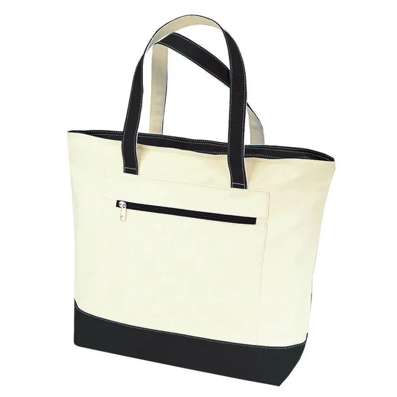 Heavy Canvas Zippered Tote Bags Two-Tone TG213