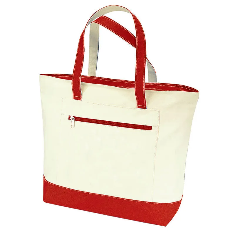 Heavy Canvas Zippered Tote Bags Two-Tone TG213