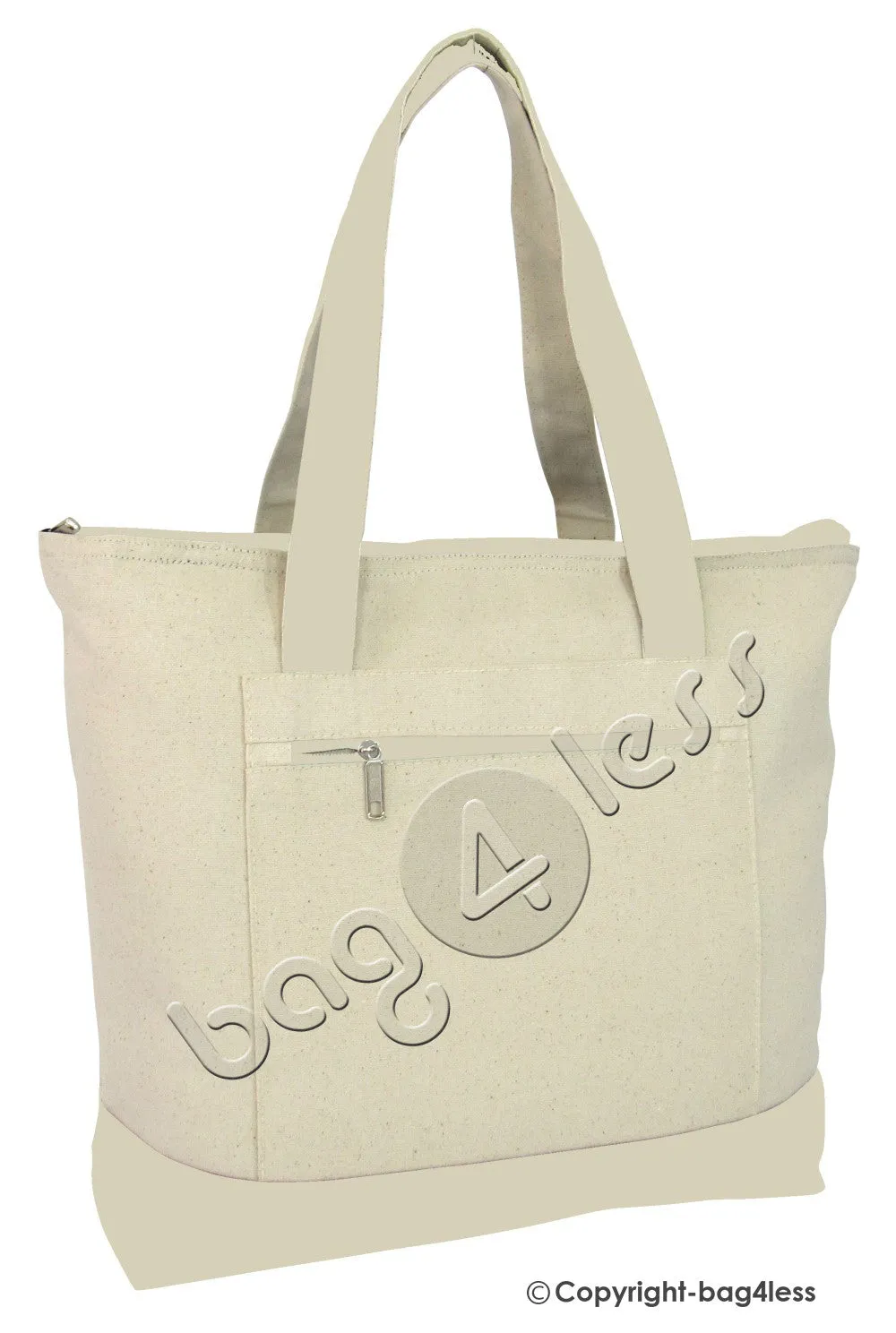 Heavy Canvas Zippered Tote Bags Two-Tone TG213