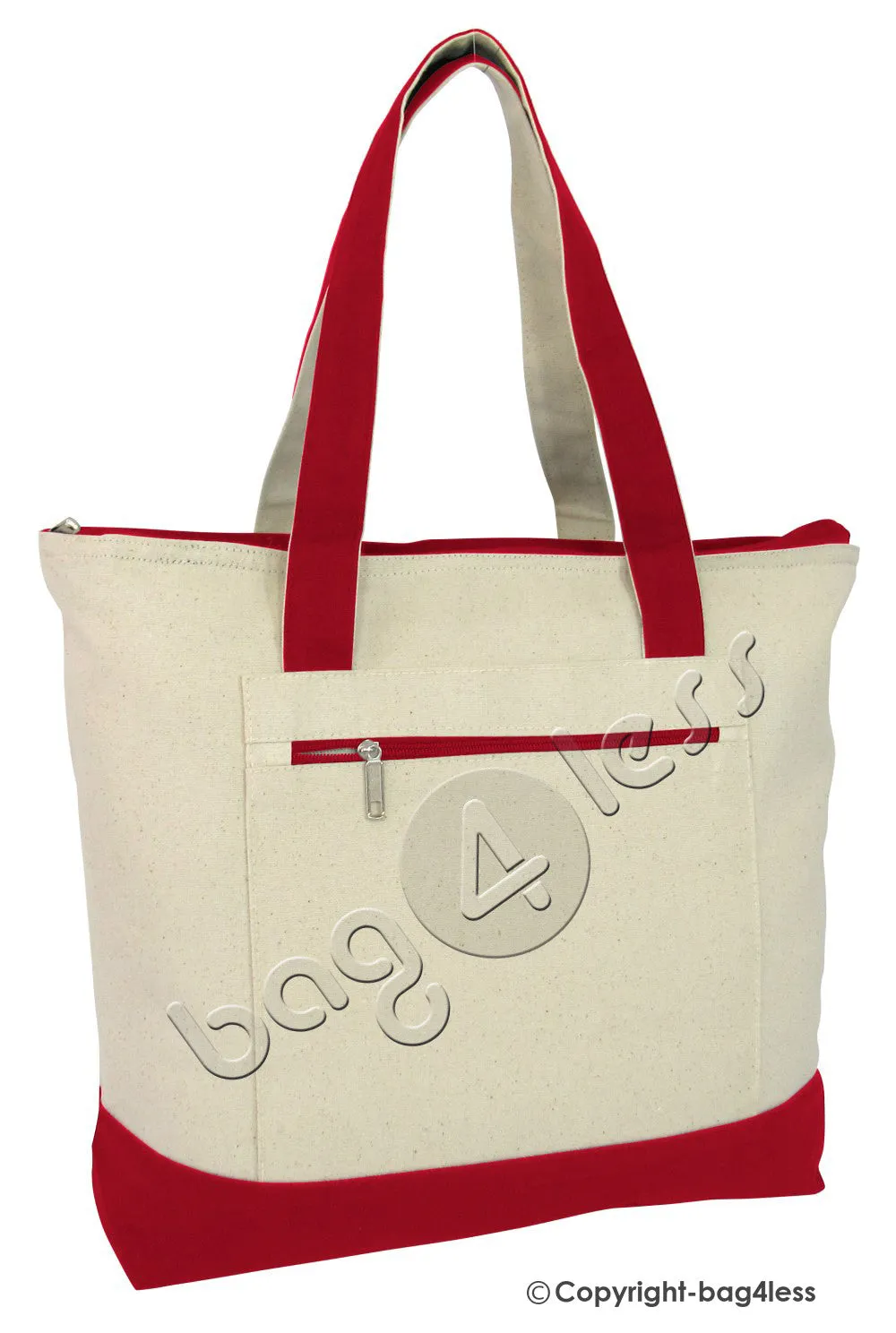 Heavy Canvas Zippered Tote Bags Two-Tone TG213