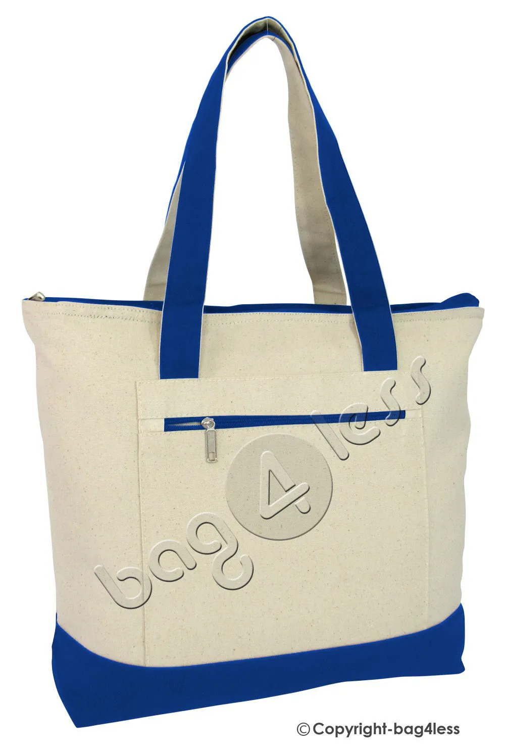 Heavy Canvas Zippered Tote Bags Two-Tone TG213