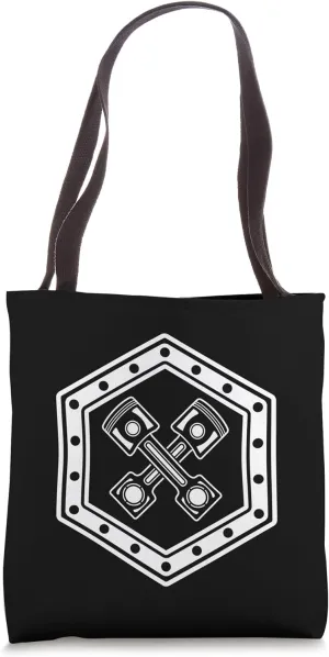 Hexagon with crossed motor piston for hobbyists and screwdrivers Tote Bag