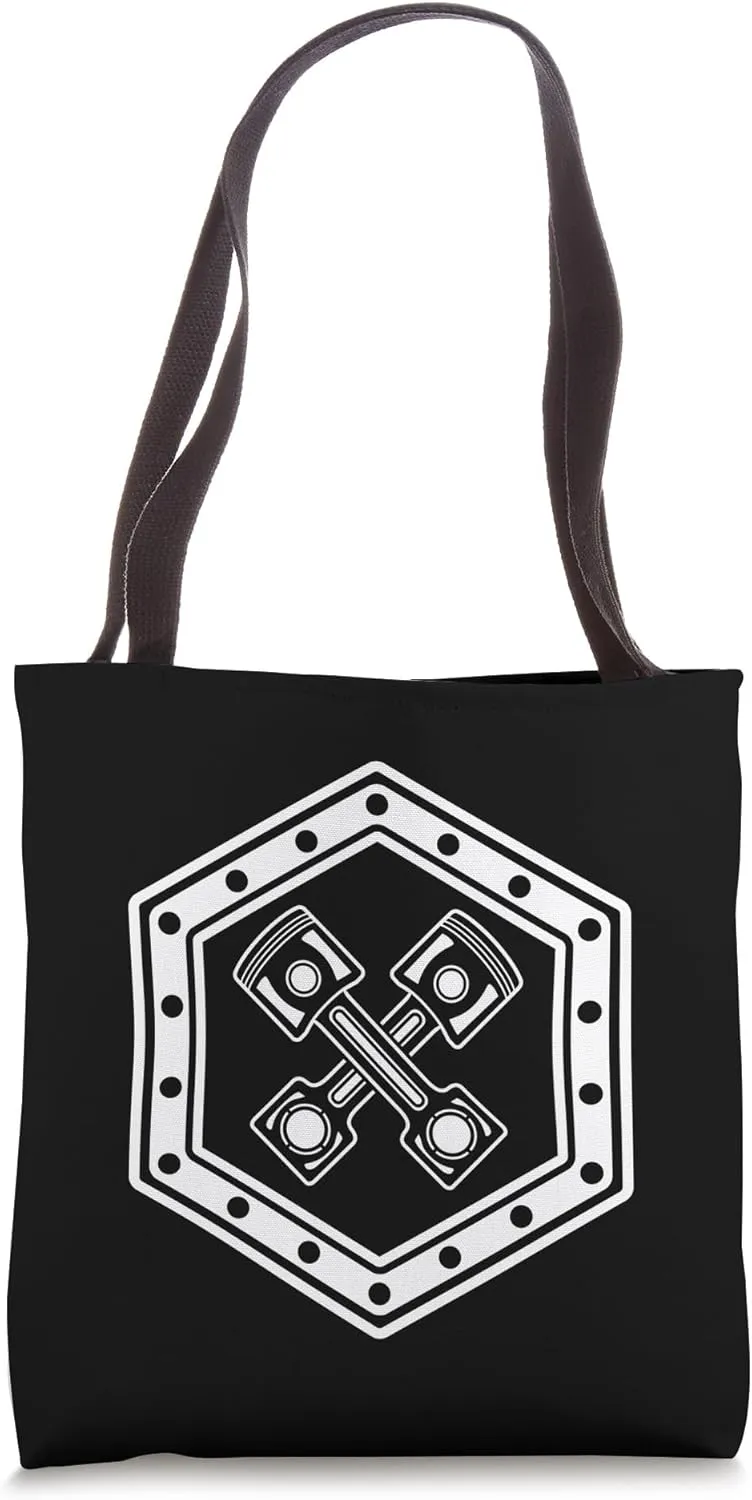 Hexagon with crossed motor piston for hobbyists and screwdrivers Tote Bag