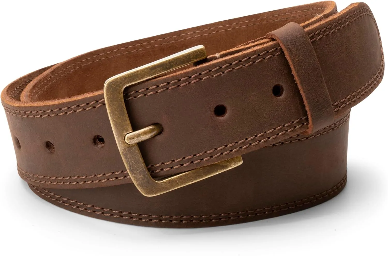Hide & Drink, Rustic Handmade Full Grain Leather Men's Belt, Two Row Stitch Stylish Design - Everyday Belts for Men