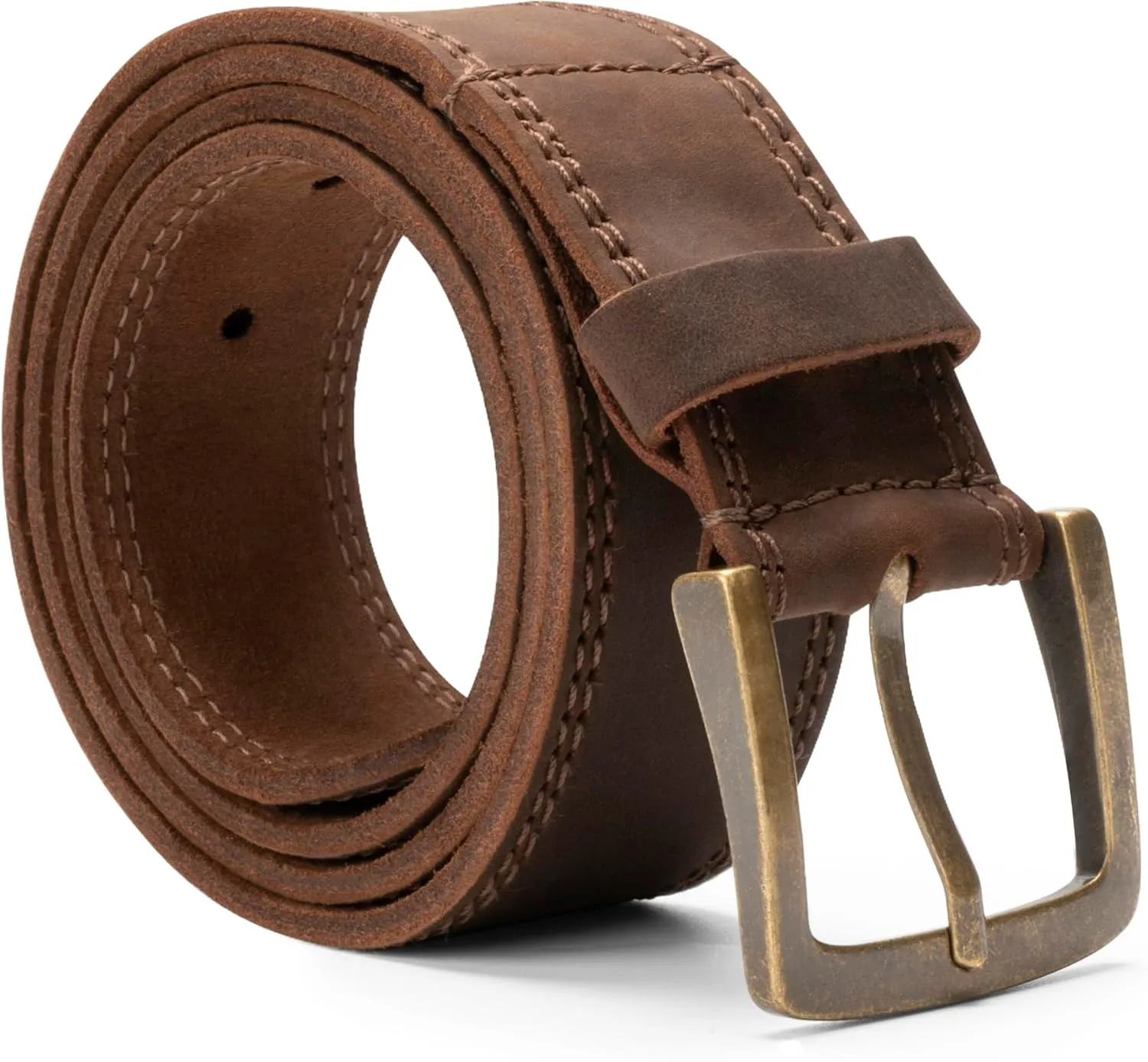 Hide & Drink, Rustic Handmade Full Grain Leather Men's Belt, Two Row Stitch Stylish Design - Everyday Belts for Men