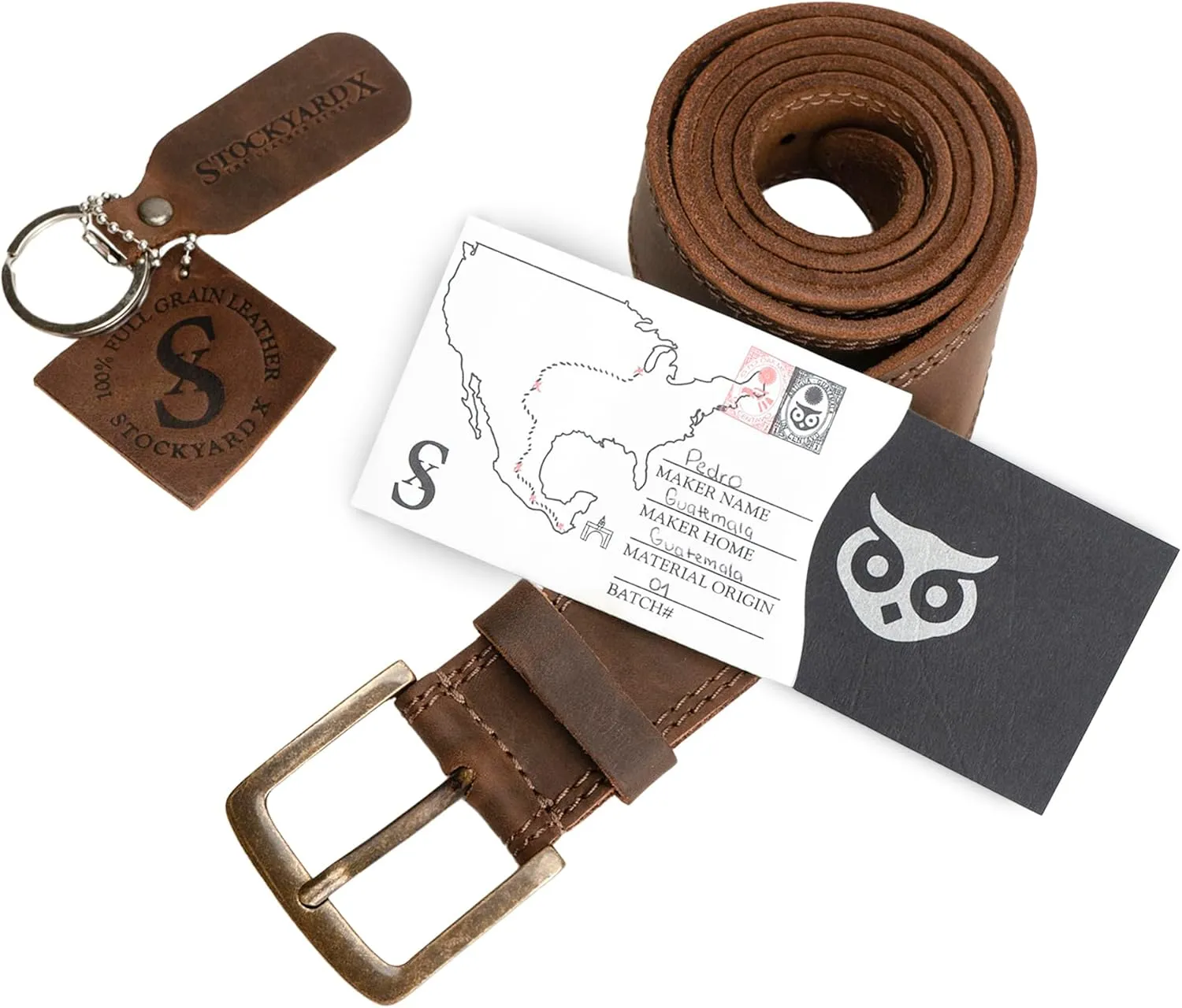 Hide & Drink, Rustic Handmade Full Grain Leather Men's Belt, Two Row Stitch Stylish Design - Everyday Belts for Men