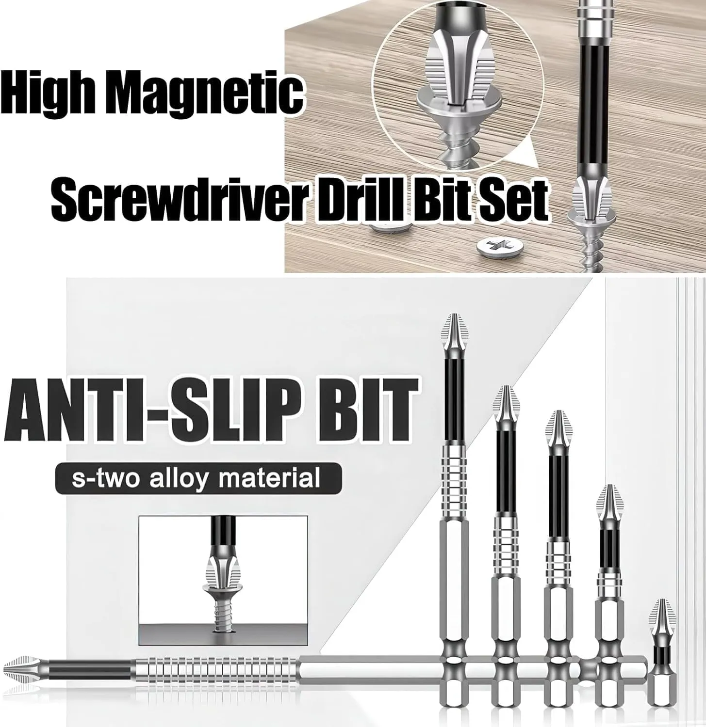High Magnetic Screwdriver Drill Bit Set, Lifesparking Drill Bits, Magnetic Durability Screwdriver Drill Bit Set, High Hardness Screwdriver (9pcs)