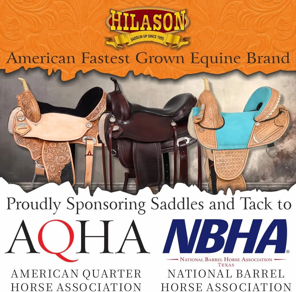 HILASON Western Horse Saddle American Leather Ranch Roping Trail Mahogany | Hand Tooled | Horse Saddle | Western Saddle | Wade & Roping Saddle | Horse Leather Saddle | Saddle for Horses