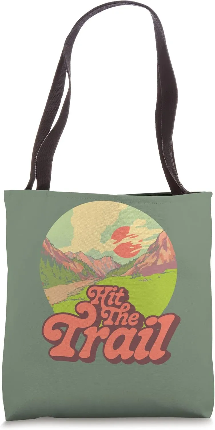 Hit The Trail Mountains & Nature Hike Outdoor Hiking Vitnage Tote Bag