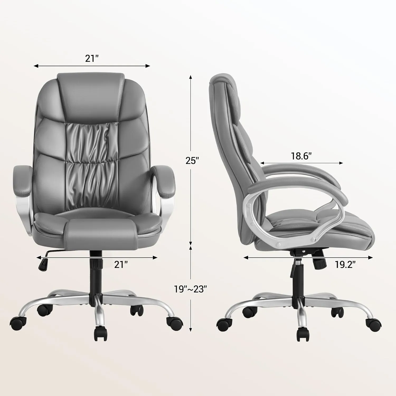 Homall Office Chair High Back Computer Chair Desk Chair, PU Leather Adjustable Height Modern Executive Swivel Task Chair with Padded Armrests and Lumbar Support (Gray)