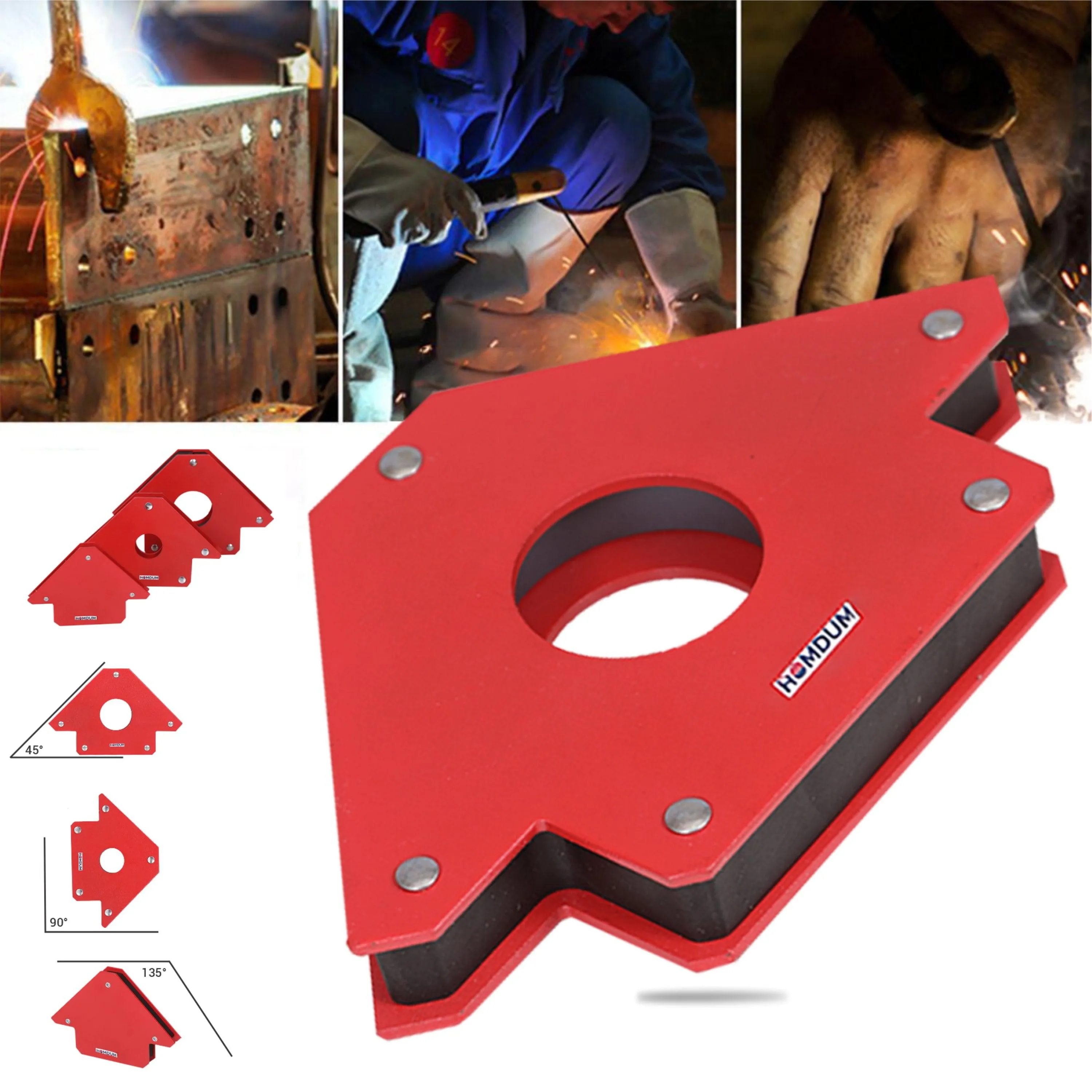 Homdum 4inch Multiangle Magnetic Welding Holder Clamps Arrow Type Square with 12kg Strong Magnet Pull for Accurate Alignment in Fabrication Works Pack of 4 Pc