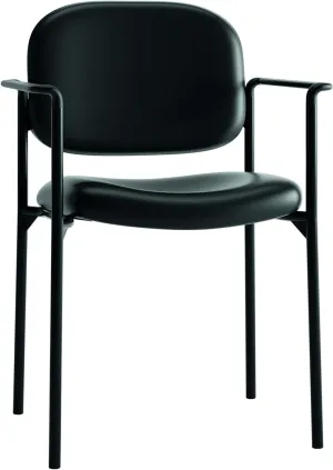 HON Scatter Guest Chair with Arms, Leather Chair, Lobby Chairs, Stackable Chairs, Black