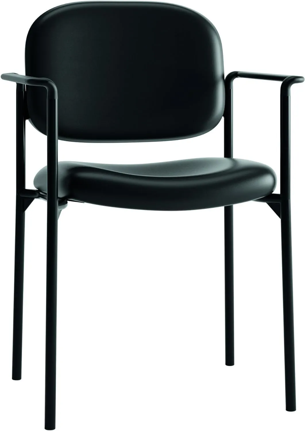 HON Scatter Guest Chair with Arms, Leather Chair, Lobby Chairs, Stackable Chairs, Black