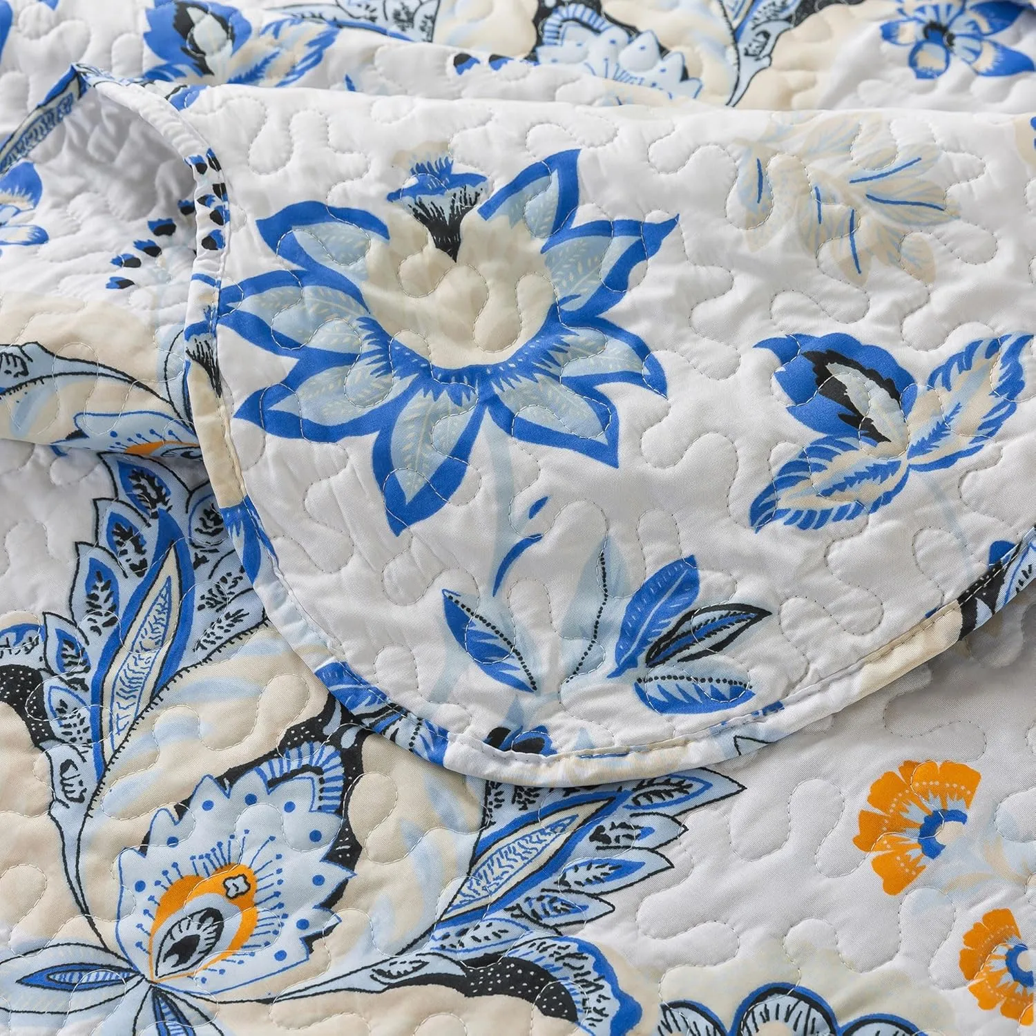 HoneiLife King Quilt Bedding Set - 3 Pieces Floral Quilt Microfiber Quilt Sets Lightweight Bedspreads Reversible Coverlets Retro Bed Cover Wildflower Quilts All Season Use