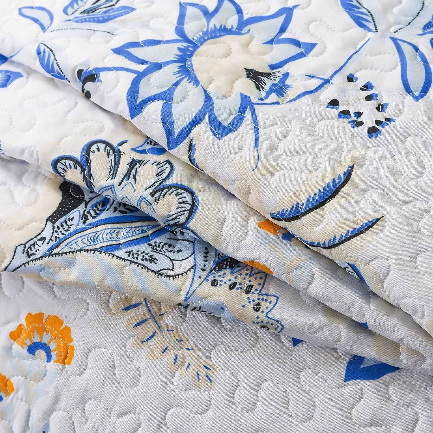 HoneiLife King Quilt Bedding Set - 3 Pieces Floral Quilt Microfiber Quilt Sets Lightweight Bedspreads Reversible Coverlets Retro Bed Cover Wildflower Quilts All Season Use