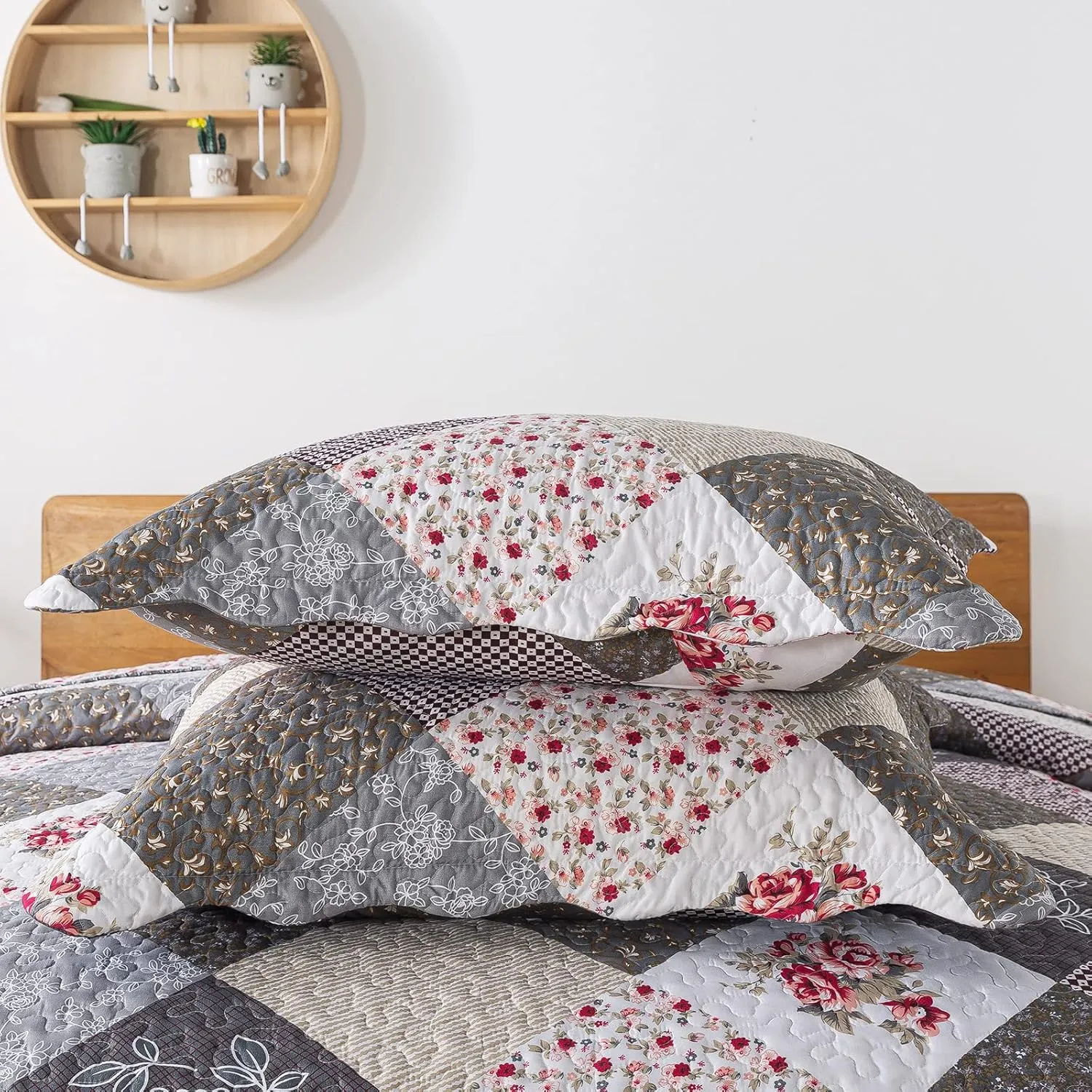 HoneiLife Oversized King Bedspreads 120x120-3 Pcs California King Quilt, Extra Large Quilt Sets All Season Use,Rustic Bedding Sets King Size,Reversible Coverlet Lightweight Bed Cover, Grey