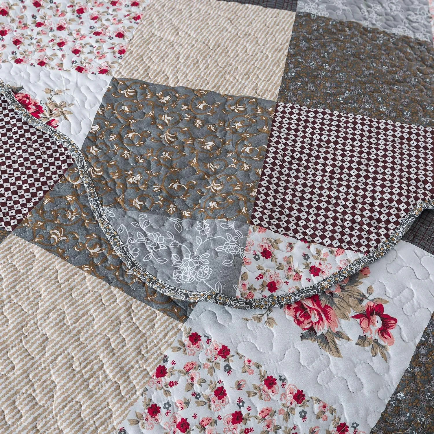 HoneiLife Oversized King Bedspreads 120x120-3 Pcs California King Quilt, Extra Large Quilt Sets All Season Use,Rustic Bedding Sets King Size,Reversible Coverlet Lightweight Bed Cover, Grey