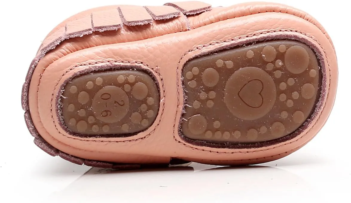 HONGTEYA Leather Baby Moccasins Hard Soled Tassel Crib Toddler Shoes for Boys and Girls…