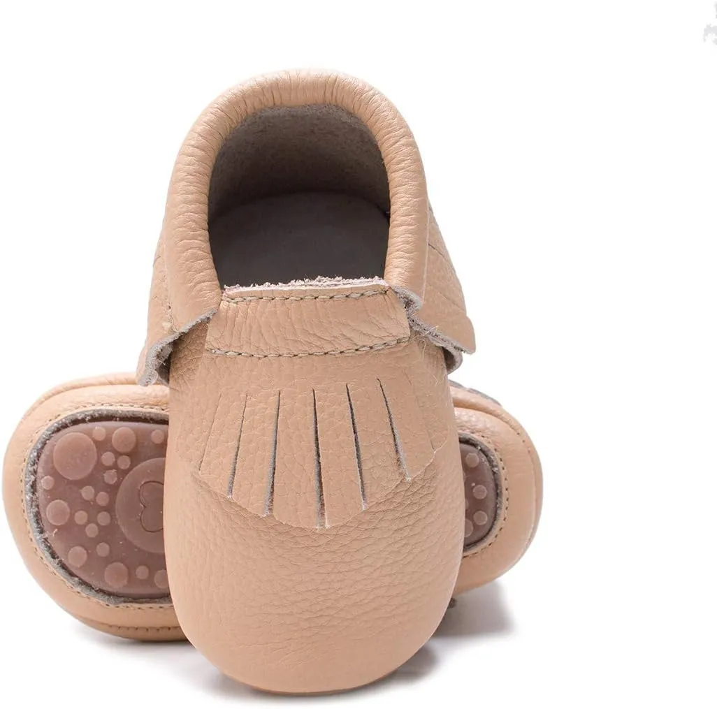 HONGTEYA Leather Baby Moccasins Hard Soled Tassel Crib Toddler Shoes for Boys and Girls…