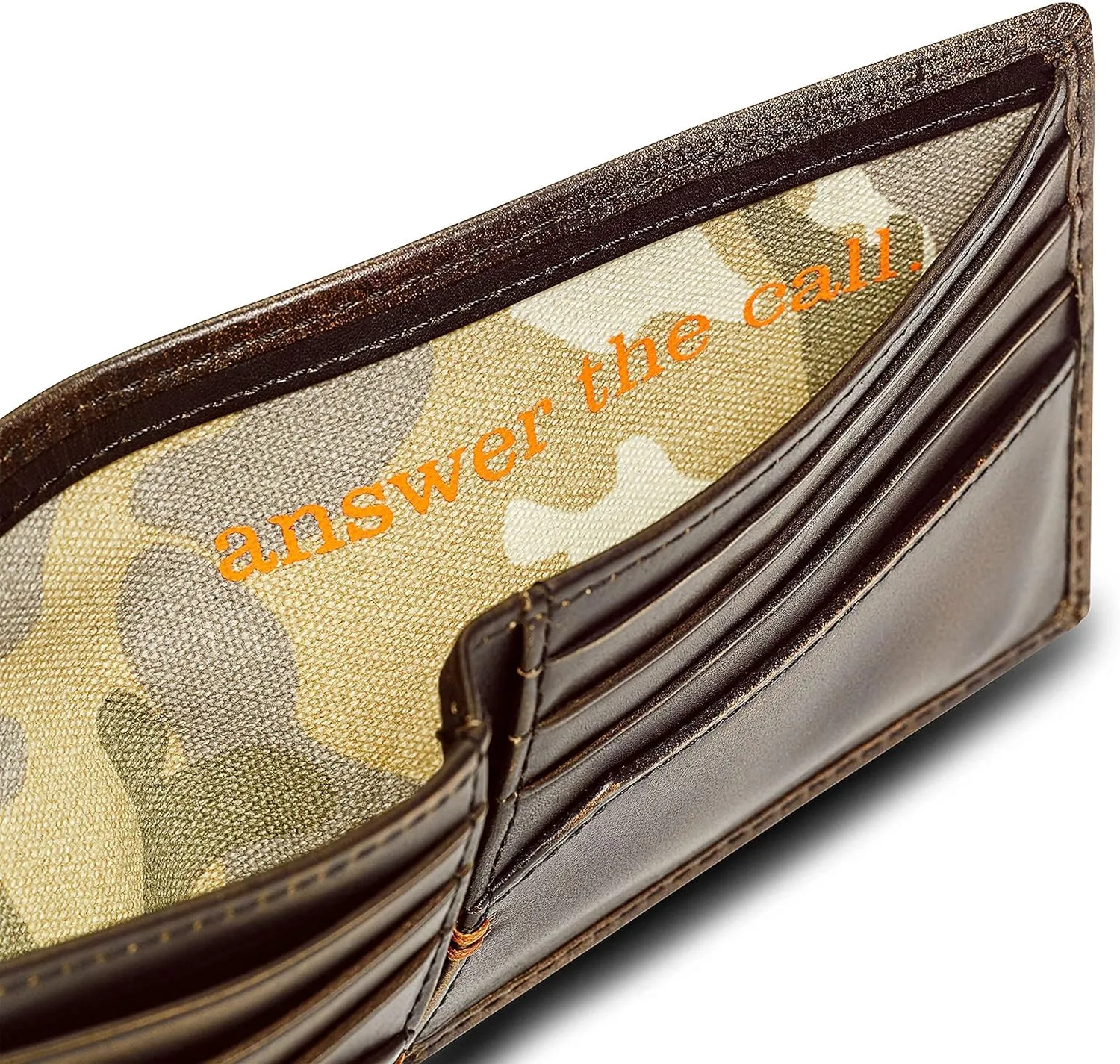 House of Jack Co. Duck Slim Bifold Wallet for Men and Outdoorsmen, Camou Lining, Full Grain Cowhide Leather Wallet, Black